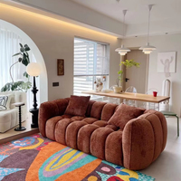 Ensemble de canapés modulaires complets pour salon, canapé Chesterfield capitonné, tissu bouclé, design moderne, utilisation pour hôtels et villas