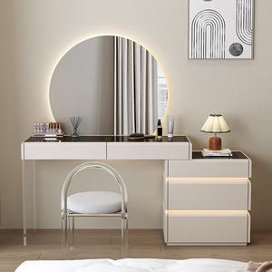 Luxury Minimalist Dressing <b>Table</b> Modern Aesthetic Makeup Vanity Desk with LED <b>Mirror</b> Smart Bedroom Furniture for Women - Product Image 4
