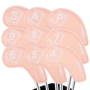 Fábrica al por mayor logotipo personalizado OEM PU Head Covers impermeable duradero 9 <span class=keywords><strong>Pcc</strong></span>/Set palos de hierro negro Golf cuero Headcover - Product Image 2