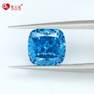 Cushion Cut love <strong>Fire</strong> <strong>Gems</strong> Wholesale Blue Color Loose <strong>Stones</strong> High Quality New Cutting Method 4k Ice Crushed Cut Cubic Zirconia - Product Image 3