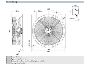 Ventilador axial de CA de 800 mm ebm-papst W6D800-GE05-03, ventilador de refrigeración industrial de alta resistencia para torres de enfriamiento y sistemas HVAC - Product Image 4