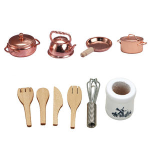 Maison de poupée 1:12, mini-meubles, accessoires de cuisine, bouilloire, couverts, pot, marmite, ustensiles de cuisine, 10 ensembles d'articles - Product Image 5