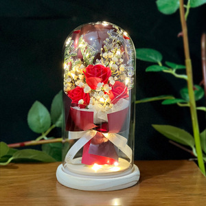 Flores de Jabón LED Realistas con Cubierta de Cristal, Adornos para el Día de San Valentín, Regalos de Flores Eternas, Rosa Estrella Fugaz de Larga Duración - Product Image 2