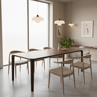 Meubles de salle à manger au design moderne, chaise brune, table rectangulaire en bois, 6, 8, 10 places, table en bois, utilisation en restaurant