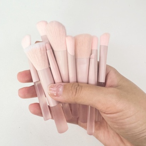 Ensemble de 10 mini-pinceaux de maquillage transparents rose pêche, pinceaux cosmétiques portables pour le maquillage du <span class=keywords><strong>visage</strong></span> et des yeux - Product Image 1