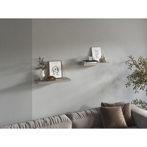<b>Floating</b> <b>Shelves</b> 1.50" H 2 <b>Shelves</b> Taupe Wall Mount Display Rack - Product Image 2