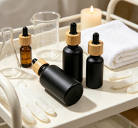 Flacon de recharge d'huile essentielle anti-UV en ambre avec col en bois de bambou, flacon cosmétique vide