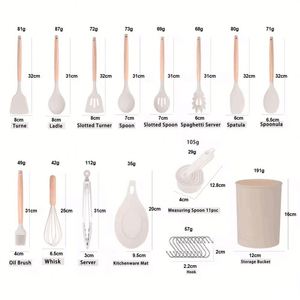 Custom 33 Pcs Kitchen Accessories Mixing Spatula Non <b>Stick</b> Cookware Set <b>Silicone</b> Kitchen Utensils Set With Wooden Handle - Product Image 2