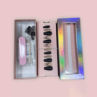 Boîte en carton transparente avec fenêtre de présentation, impression personnalisée du logo, pour l'emballage de faux ongles et de produits de manucure