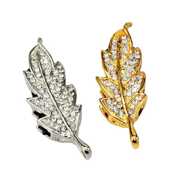 Diamond Metal Leaf Shape 64GB Pen Drive 32GB 16GB 8GB 4GB USB 2.0 Flash Memory Disk 128GB Pendrive with Chain