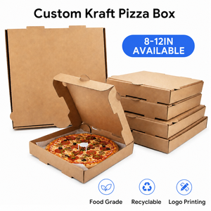 Caja de Pizza de Papel Kraft Marrón Biodegradable y Ecológica al por Mayor, con Tapa Abatible, Apta para Alimentos, Logotipo Personalizado, Directo de Fábrica OEM - Product Image 1