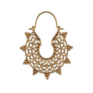 Hot Sell Luxury Trendy Geometric Brass Hoop Earrings Women <b>Real</b> Gold Plated Earrings Jewelry Earrings Bohemian Style <b>Flower</b> - Product Image 2