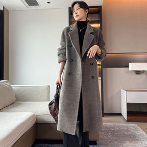 Made in China di alta qualità su misura di alta qualità Vicuna Alpaca sconvolto per mantenere caldo cappotto doppiopetto in Cashmere a maniche lunghe con lacci - Product Image 1