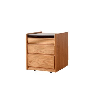 Mesita de noche de madera de cerezo con cajones de almacenamiento para dormitorio - Product Image 5