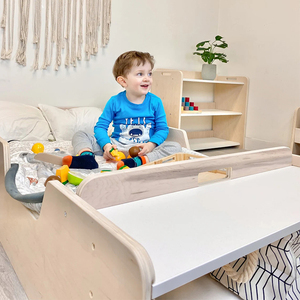 Lit de bébé au sol Montessori, lit de sieste pour la maternelle, lit en contreplaqué, lit à empiler pour enfants, lit spécial pour bébé, lit simple - Product Image 4