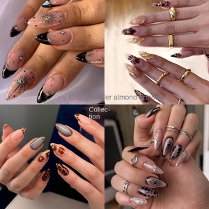 <span class=keywords><strong>Faux</strong></span> <span class=keywords><strong>ongles</strong></span> portables de forme amande de style français <span class=keywords><strong>avec</strong></span> pointe longue, application sur les doigts, longueur moyenne et longue, vente en gros - Product Image 2