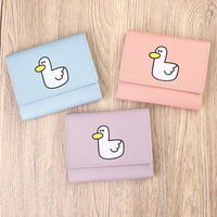 Minimalist ische dreifache Packung Lucky Duck Short Purse PU Leder Geldbörse Kids Cute Trifold Coin Purse Karten halter