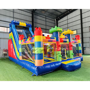 Inflable Acuático y Seco con Tobogán, Inflable Comercial con Tobogán, Bloques de Construcción, Casa de Brinco Combinada para Fiestas - Product Image 1