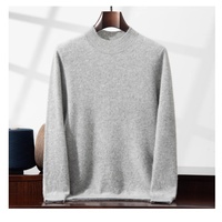 Pull en cachemire et laine à col montant pour homme, personnalisé avec logo OEM, doux et chaud, tricoté, décontracté, automne-hiver