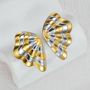 Pendientes de Acero Inoxidable <span class=keywords><strong>con</strong></span> Baño de Oro Real de 18K, Diseño de Ala de Lazo, Ligeros, de Lujo, <span class=keywords><strong>con</strong></span> Estampado de Cebra, Resistentes a la Decoloración, Joyería para <span class=keywords><strong>Mujer</strong></span> - Product Image 2