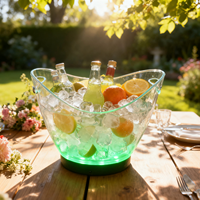 Seau à glace portable en plastique PS personnalisé avec éclairage LED, forme bateau, motif personnalisable, style campagnard, capacité 8L, idéal pour la rentrée scolaire