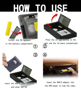 Adaptateur de cassette VHS-C compatible avec les caméscopes VHS-C et SVHS, commande mécanique, alimenté par batterie, en plastique, pour usage domestique - Product Image 3