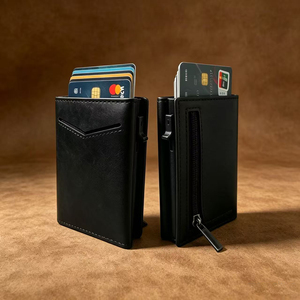 Cartera de Cuero PU Premium con Bloqueo RFID, <span class=keywords><strong>Tarjetero</strong></span> Automático Pop-Up con Bolsillo para Dinero, Cartera Ultrafina Minimalista para Hombre - Product Image 3