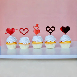 Adornos para cupcakes con forma de corazón rojo, miel y dulzura, juego de 5 piezas, decoraciones para pasteles del Día de San Valentín, adorno de plástico para pasteles - Product Image 1