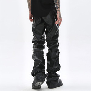 บุรุษกางเกงหนังเงาเงาผู้<span class=keywords><strong>ชาย</strong></span>จีบหนัง PU Streetwear <span class=keywords><strong>กางเกง</strong></span>ลําลองหลวม<span class=keywords><strong>กางเกง</strong></span>หนังพังก์แบบกําหนดเอง - Product Image 2
