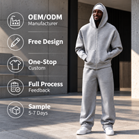 Ensemble de survêtement personnalisé pour homme en coton biologique, écologique et durable, comprenant un sweat à capuche zippé surdimensionné et un pantalon de jogging, idéal pour le streetwear quotidien