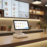 Système de point de vente Android avec écran tactile de 15 pouces, caisse enregistreuse, terminal de point de vente, système de vente pour restaurants, etc., avec écran client
