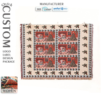 Couverture de Noël en tapisserie OEM avec logo personnalisé, emballage et faible MOQ, fournie par l'usine, couverture jacquard de Noël au design personnalisé