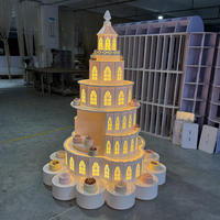 Support à cupcakes multi-niveaux personnalisable pour fêtes de mariage et décoration de table à desserts, tour à gâteaux LED en forme de château
