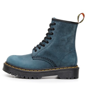 Bottes de travail montantes pour femmes, bottines bleues pour hommes et femmes, chaussures en cuir véritable, chaussures de moto à bout rond - Product Image 4