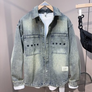 Chaqueta vaquera vintage <span class=keywords><strong>americana</strong></span> para hombre, corte holgado, primavera-otoño, sensación de alta gama, marca Ya Shuai Chao, lavada, bordada, con solapa estilo vintage. - Product Image 1