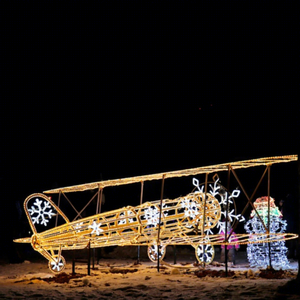 Décoration lumineuse LED en forme d'avion de Noël pour l'aménagement extérieur des paysages de vacances, des jardins et des thèmes festifs - Product Image 1