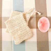 Sacs économiseurs de savon en sisal naturel et lin, pochettes exfoliantes pour savon, support en filet, éponge corporelle, sacs de rangement moussants pour la douche