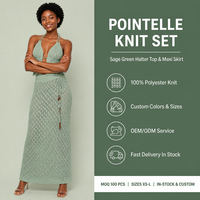 Ensemble de crochet personnalisé avec logo pour femme, ajouré, court, à cordon de serrage, sans manches, col en V, géométrique, vert, été, polyester, usine OEM & ODM