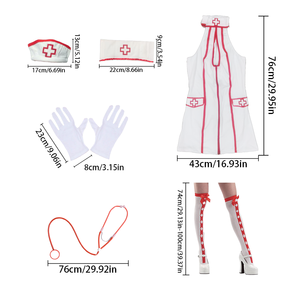 قبعة ممرضة بيسينار ومجموعة سماعة الطبيب ، قبعة الصليب الأحمر هالوين ممرضة لعب الأدوار زي المرأة - Product Image 2