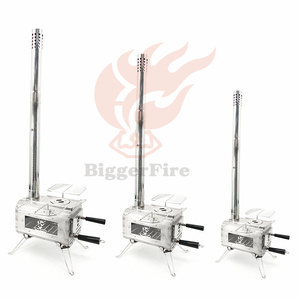 Estufa portátil de doble vidrio para tienda de campaña, utensilios de cocina de calefacción al aire libre de acero inoxidable de estilo moderno para acampar y hacer senderismo - Product Image 2