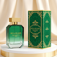 Flacon de parfum vide carré plat dégradé 30ml 50ml 100ml avec étiquette personnalisée, bouchon rectangulaire noir et doré, en verre, avec boîte cadeau
