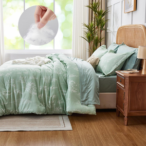SUREWALHOME Full Size Comforter <strong>Set</strong> 7 Pieces, Sage Green, Cute Floral Bed in a Bag Full Boho, Soft Fluffy Bedding <strong>Sets</strong> - Product Image 4