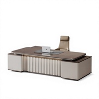 Ensemble de bureau moderne de luxe léger avec chaise de direction et bibliothèque, comprenant un bureau en L, fabrication thermoformée, en bois