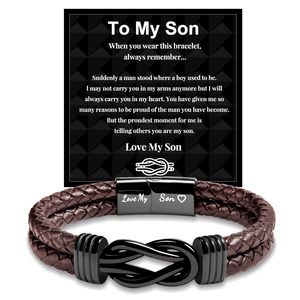 Pulsera de Cuero Trenzado <span class=keywords><strong>con</strong></span> Cierre Magnético de Acero Inoxidable, Diseño de Nudos, Joyería al por Mayor - Product Image 6