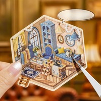 24pcs Per Pack Stiker Gaya Bordir Retro Koleksi Stiker Mini Diorama 2.0 3D Cottage Unboxing DIY