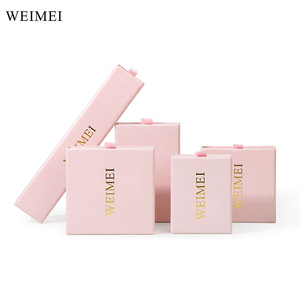 Custom Logo Pink Drawer Jewelry <b>Box</b> Small Cardboard Paper <b>Gift</b> Packaging for <b>Earring</b> Ring and Necklace - Product Image 2