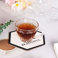 Tasse à café en verre gaufré motif tournesol style vintage européen, mug en cristal pour eau, thé, petit-déjeuner, idéal pour la maison, les mariages, les fêtes et les restaurants