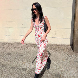 เดรสยาวทรงเข้ารูป คอวีลึก แขนกุด แต่งระบายลูกไม้สีหวาน ตัดต่อสีสันสวยงาม เป็นมิตรต่อสิ่งแวดล้อม เหมาะสำหรับวันหยุดฤดูร้อนและชายหาด - Product Image 6