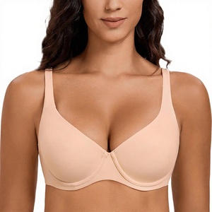 Sujetador push-up transpirable de encaje sólido y suave de nailon y elastano con copa triangular, con aros y tres filas de dos corchetes. - Product Image 3