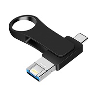 Llavero 3 en 1 OTG USB 3.0 de Metal de Alta Velocidad para iPhone con Almacenamiento de 32GB/128GB y Caja de Venta al por Menor